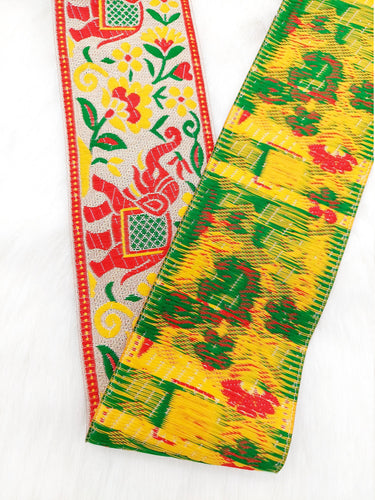 9 Yards Shimmer Jacquard Brocade Sari Border Trim, Indian Woven Ribbon, Elephant Trim
